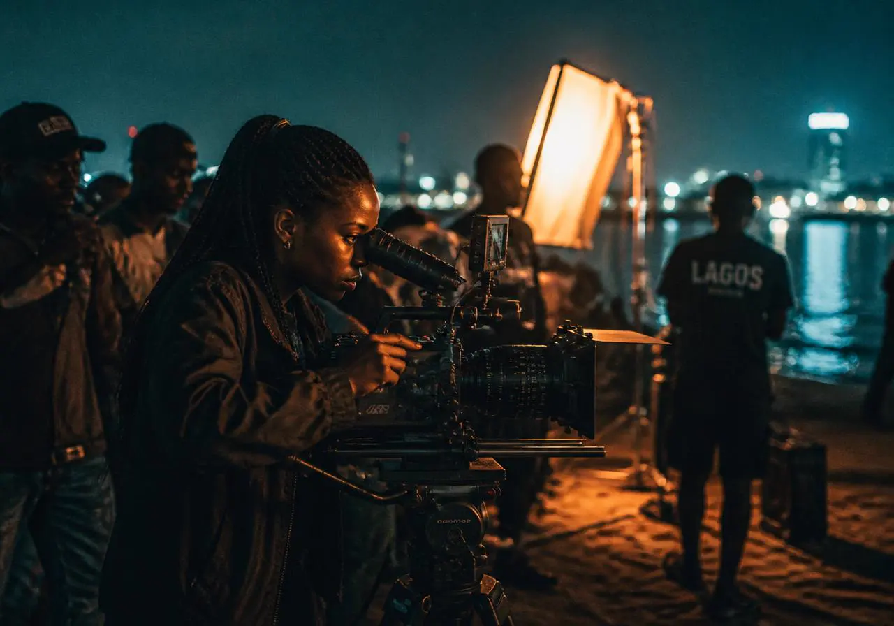 African filmmakers on set behind the camera